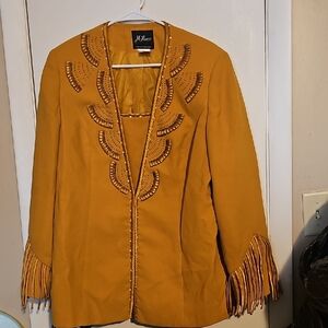 Yellow Suede Blazer with Western Fringe